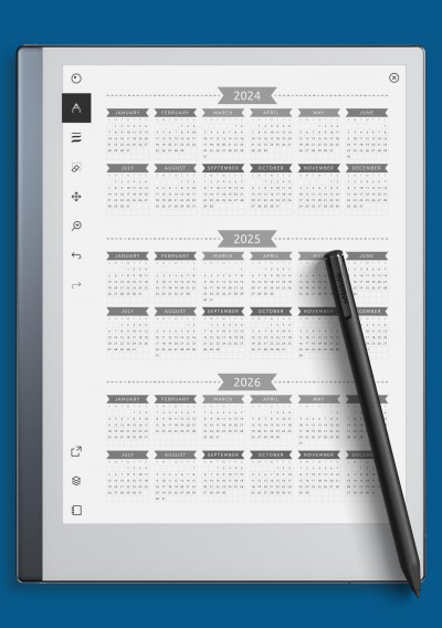 reMarkable 3-year Calendar Template - Casual Style