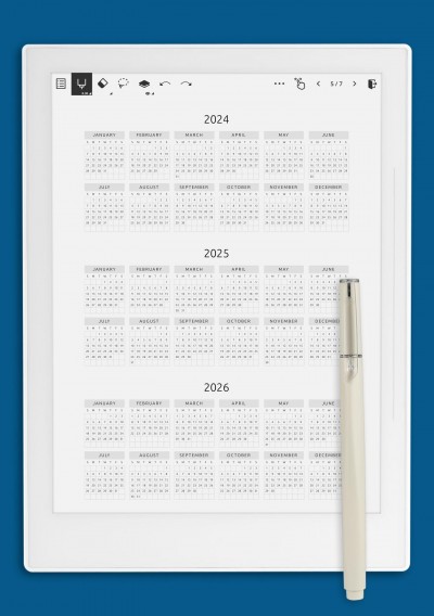 3-year Calendar Template - Original Style for Supernote