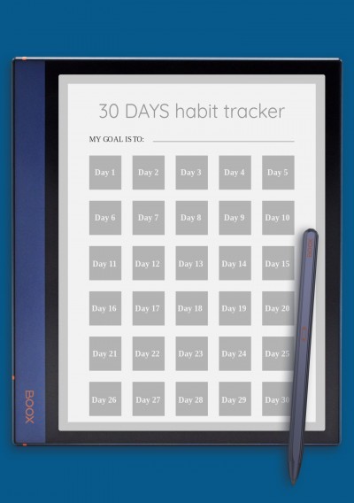 30 Days Habit Tracker Template for BOOX Note