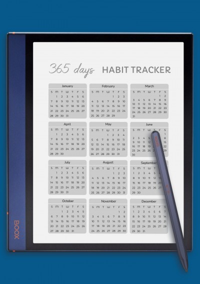 365 Days Habit Tracker Template for BOOX Note
