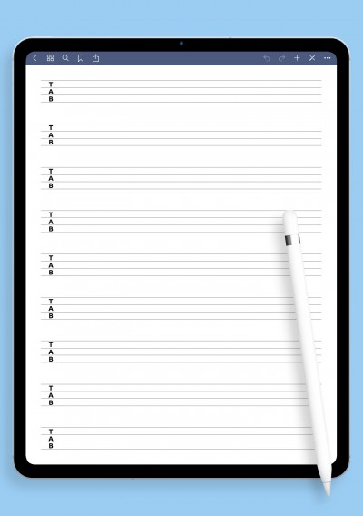 4-String TAB Paper (Printable Sheet) template for GoodNotes