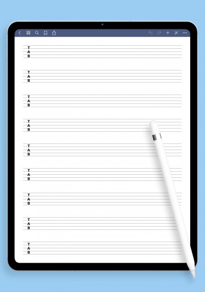 5-String TAB Paper (Printable Sheet) template for GoodNotes