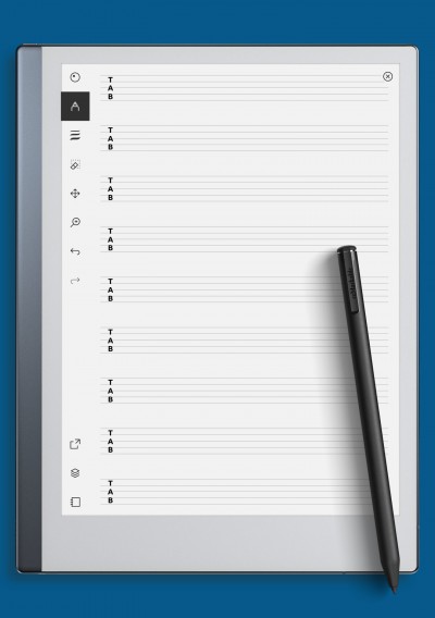 reMarkable 5-String TAB Paper (Printable Sheet)