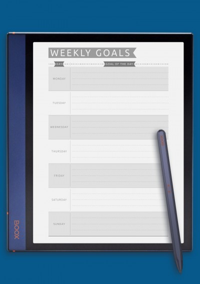7 Days Weekly Goals - Casual Style Template for BOOX Note