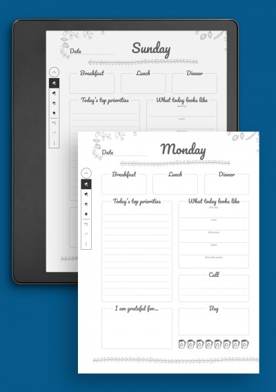 Kindle Scribe 7 Days Weekly Planner Template