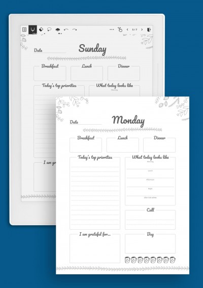 7 Days Weekly Planner template for Supernote