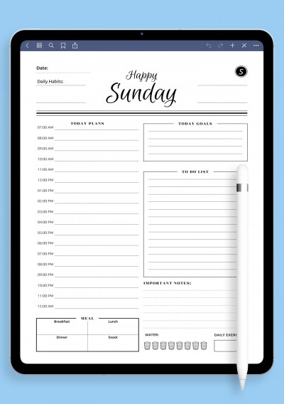 7 Happy Days planner Template for iPad & Android