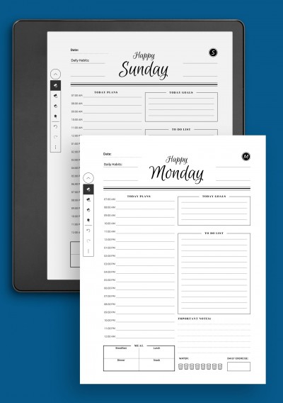 Kindle Scribe 7 Happy Days planner template