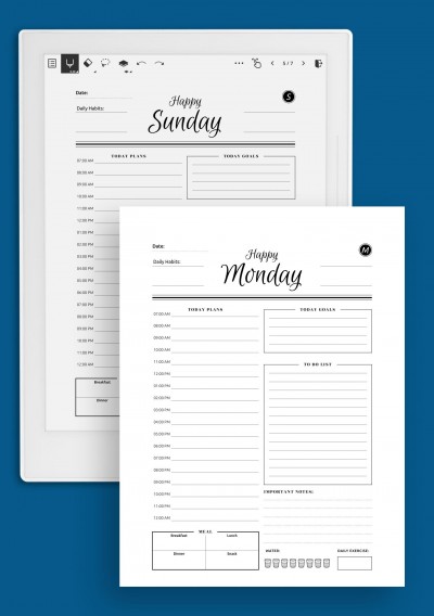 Supernote A6X 7 Happy Days planner template