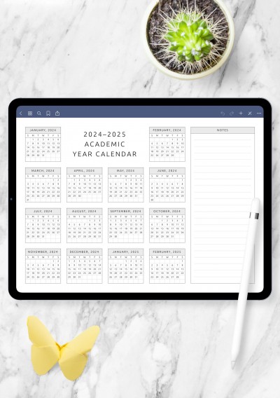 GoodNotes Horizontal Academic Year Calendar Template