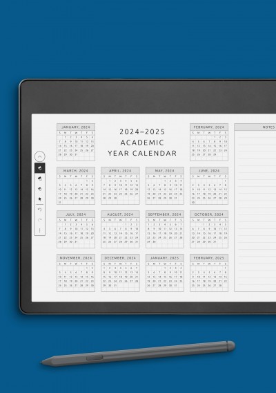Amazon Kindle Academic Year Calendar Template