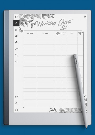 reMarkable Aesthetic Wedding Guest List Template