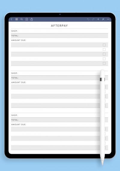 GoodNotes Afterpay Template