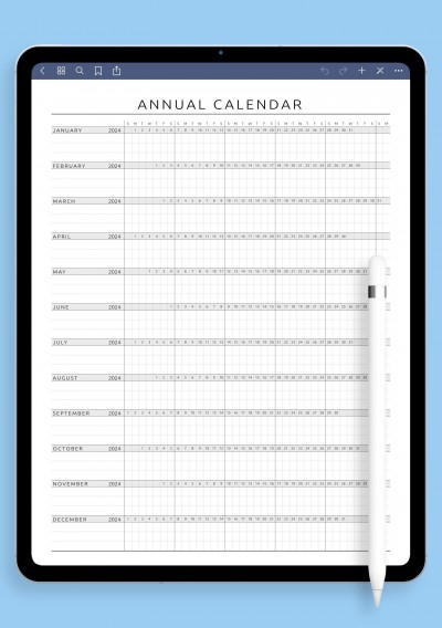 Annual Calendar Template - Original Style Template for iPad