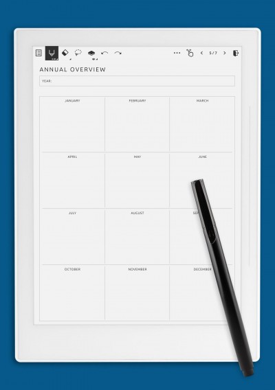 Annual Overview Template for Supernote