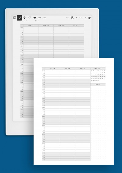 Appointment Calendar Template - Vertical Two Page Layout for Supernote