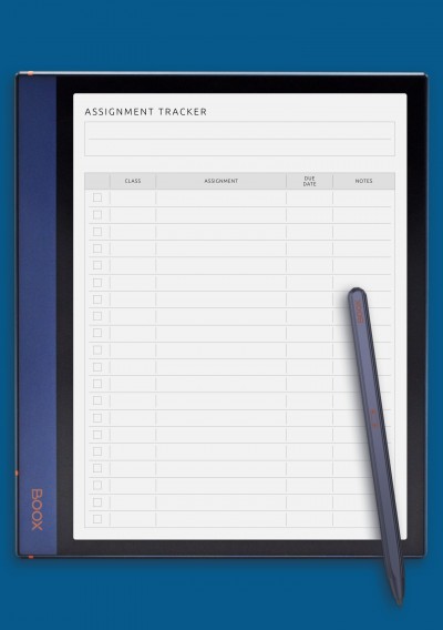 Assignment Tracker Template for BOOX Note
