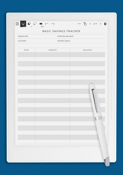 Basic Savings Tracker Template for Supernote A5X