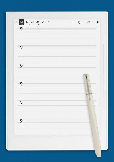 Bass Clef Staff Paper with Lyrics Line template for Supernote
