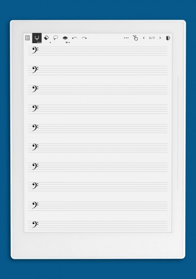 Bass Clef Staff Paper (Printable Blank Music Sheet) template for Supernote