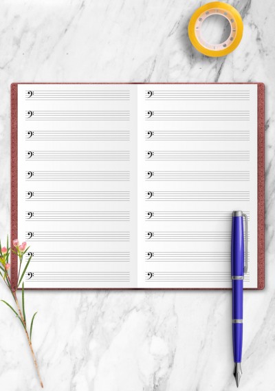 TN Bass Clef Staff Paper (Printable Blank Music Sheet)
