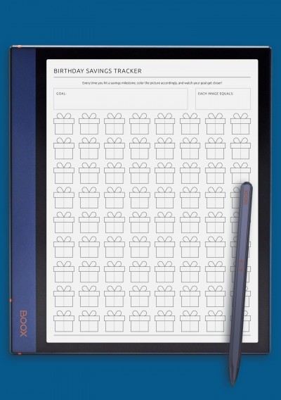 Birthday Savings Tracker Template for BOOX Note