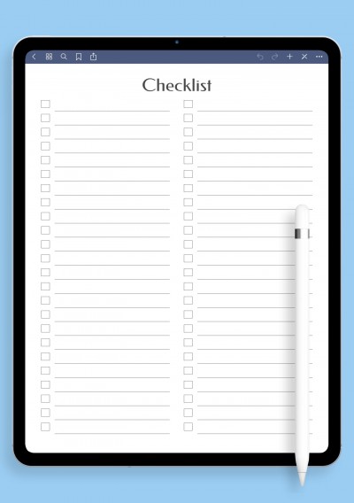 Notability Blank Checklist Template