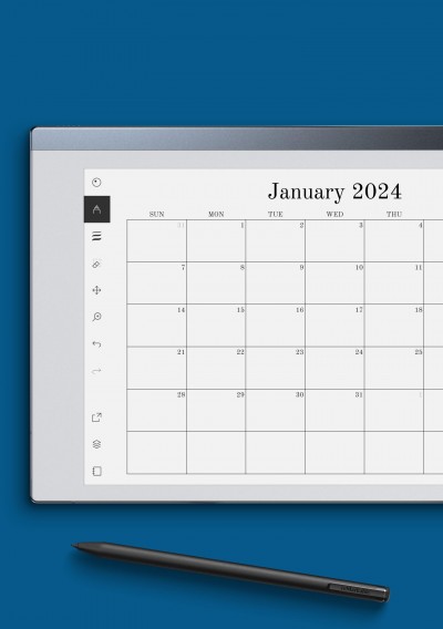 reMarkable Blank Monthly Calendar