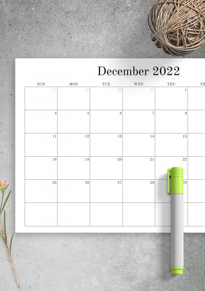 Download Blank Monthly Calendar - Printable PDF