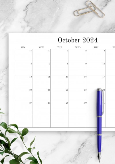 Download Printable Blank Monthly Calendar PDF