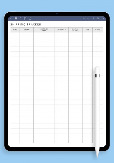 Blank Shipping Tracker Template for Notability