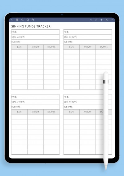 Blank Sinking Funds Tracker Template template for GoodNotes