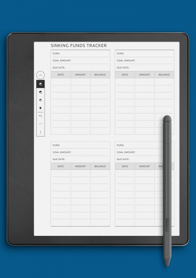 Blank Sinking Funds Tracker Template for Kindle Scribe