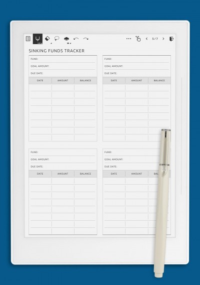 Supernote Blank Sinking Funds Tracker Template