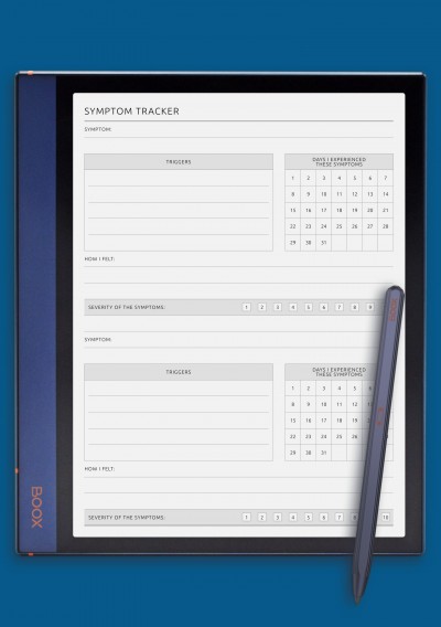 Blank Symptom Tracker Template for BOOX Note