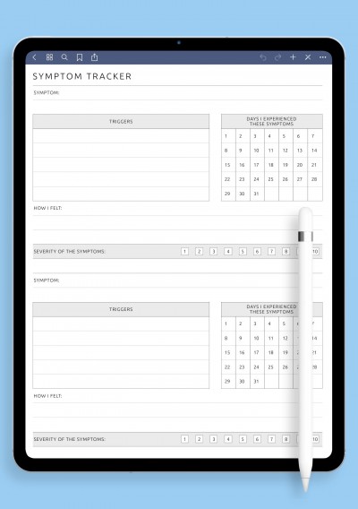 GoodNotes Blank Symptom Tracker Template for iPad