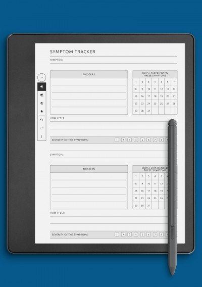 Blank Symptom Tracker Template for Kindle Scribe