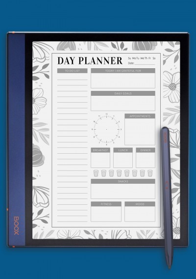 Blossom Flowers Daily Planner Template for BOOX Note