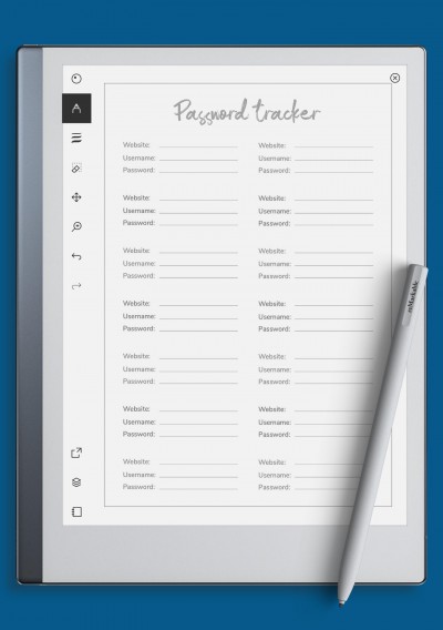 reMarkable Two Font Password Tracker Template