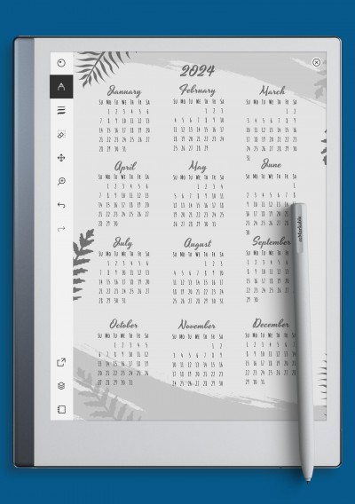 reMarkable Blue Botanical Yearly Calendar