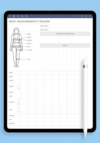 iPad Template Body Measurement Tracker