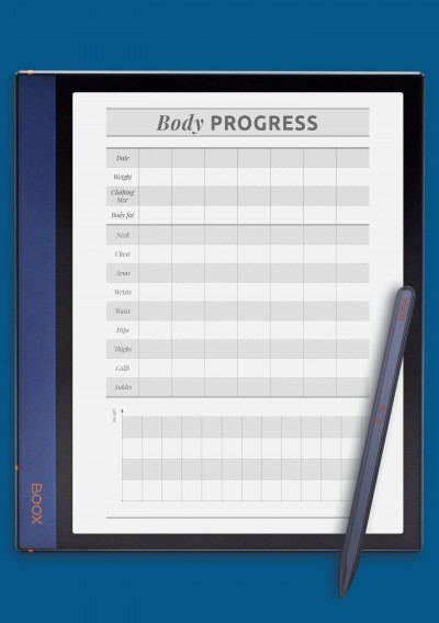 Body progress template for BOOX Note