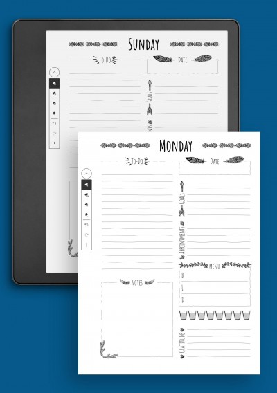 Boho Style Weekly Planner Template for Kindle Scribe