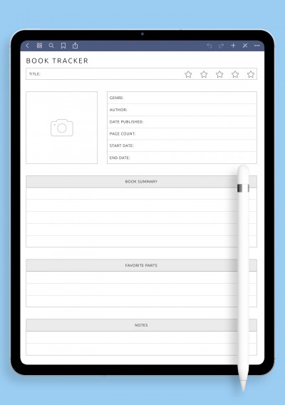 Book Tracker Template for Notability