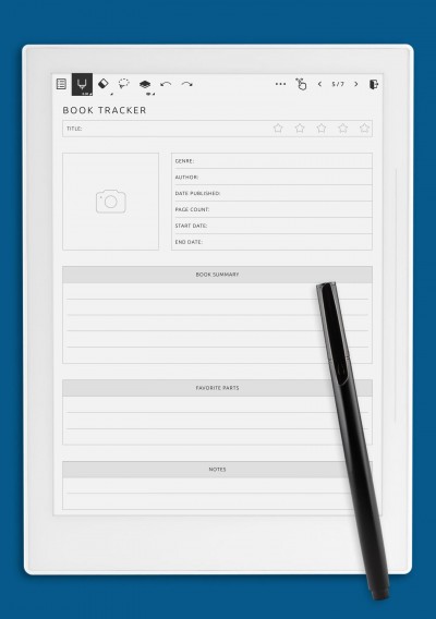 Book Tracker Template for Supernote A5X