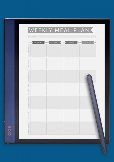 Weekly Meal Plan - Casual Style template for BOOX Note