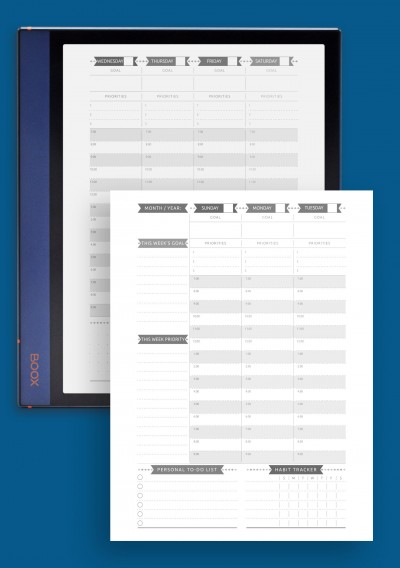 Weekly Planner Undated - Casual Style template for BOOX Note