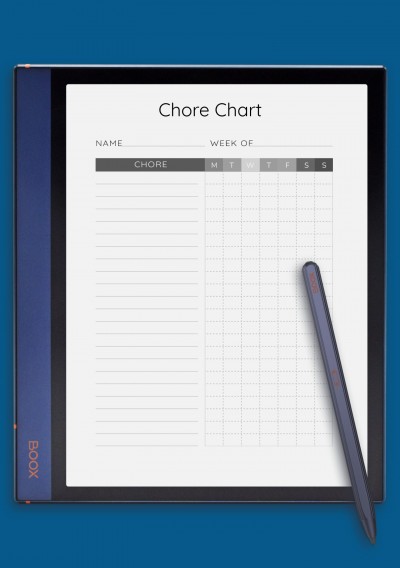 Personal Chore Chart Template for BOOX Note