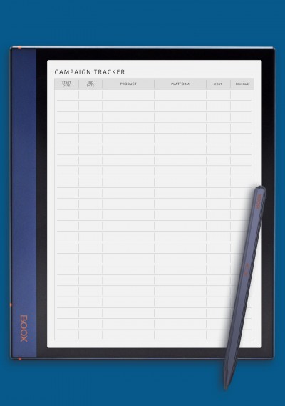 Campaign Tracker Template for BOOX Note Air