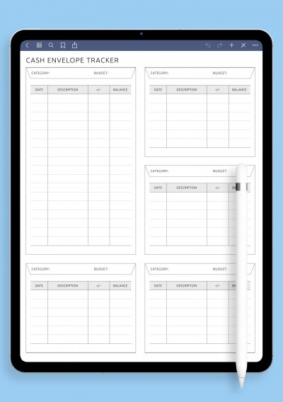 Cash Envelope Tracker template for GoodNotes